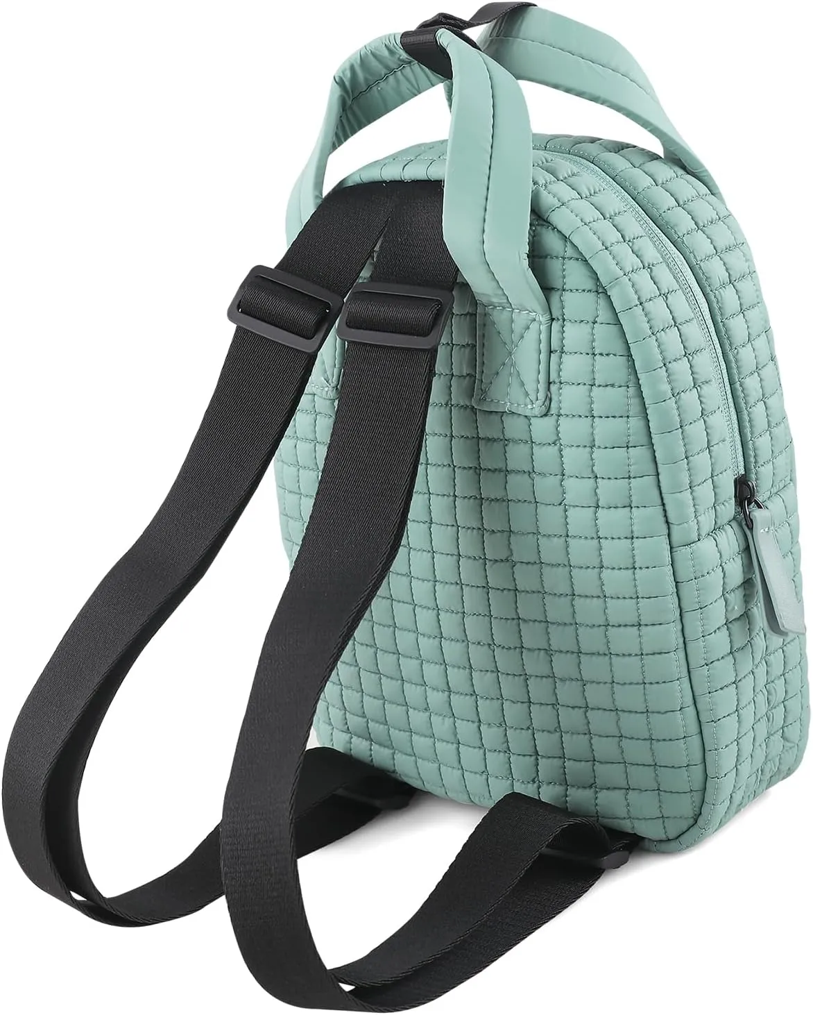 Mini Quilted Puffer Backpack for Women,Lightweight Puffy Bookbag,Small Casual Daypack for Ladies,Green