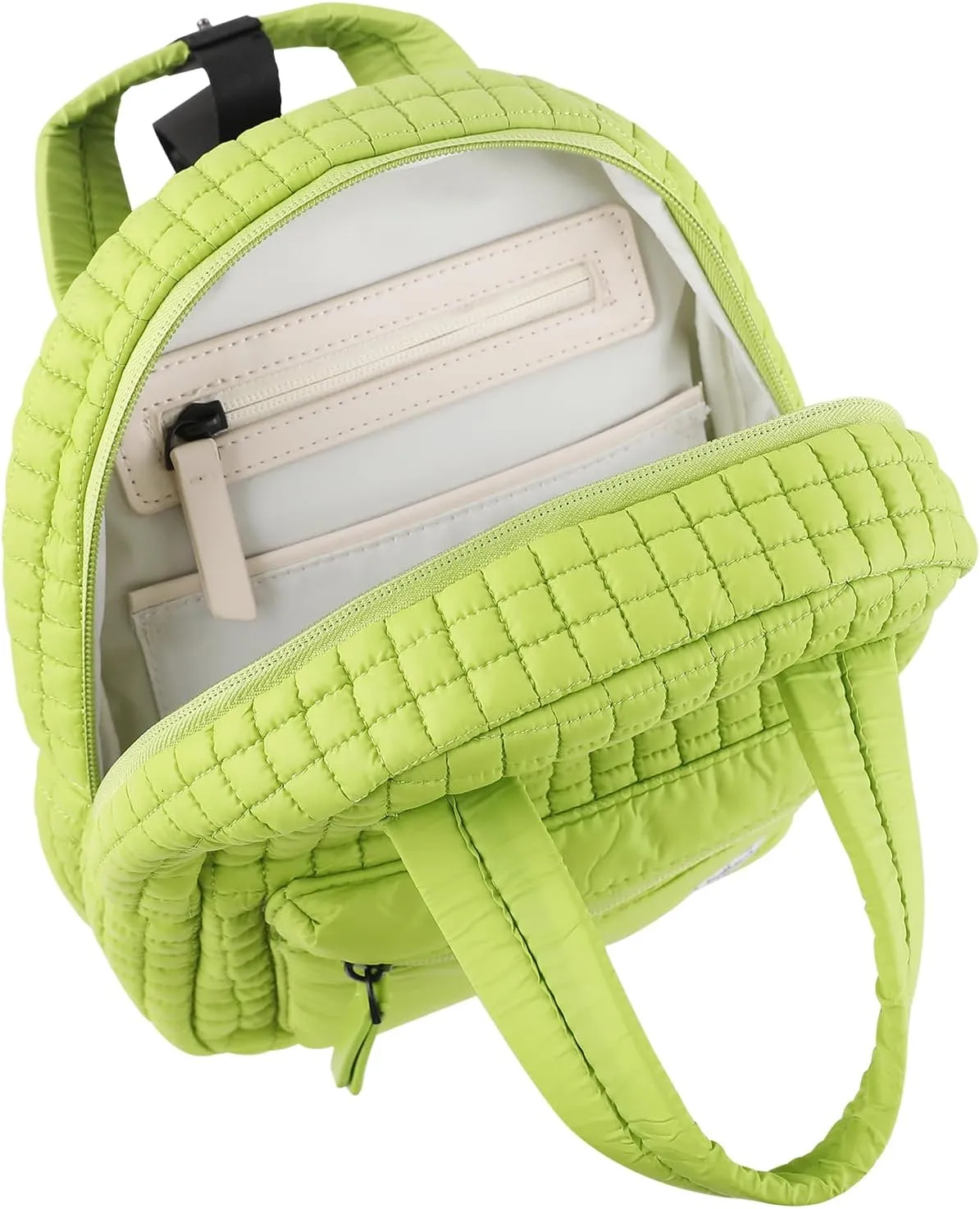 Mini Quilted Puffer Backpack for Women,Lightweight Puffy Bookbag,Small Casual Daypack for Ladies,Mint Green