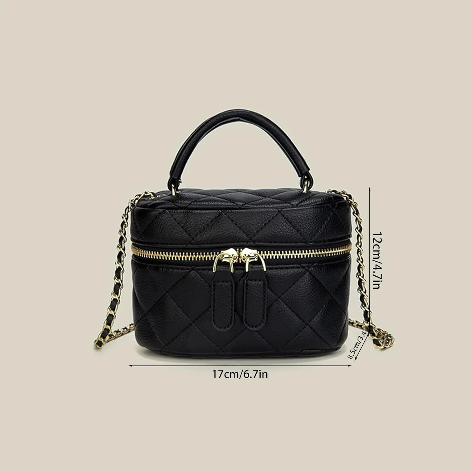 Mini Quilted Square Box Bag Crossbody Handbag With Metal Chain Strap for Women