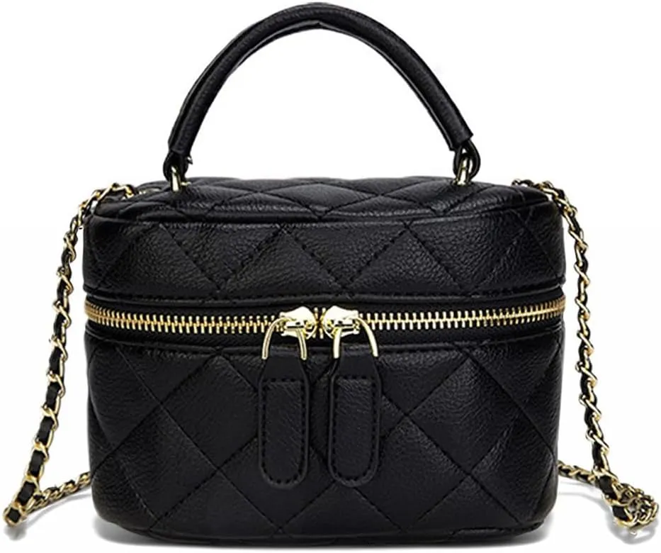 Mini Quilted Square Box Bag Crossbody Handbag With Metal Chain Strap for Women