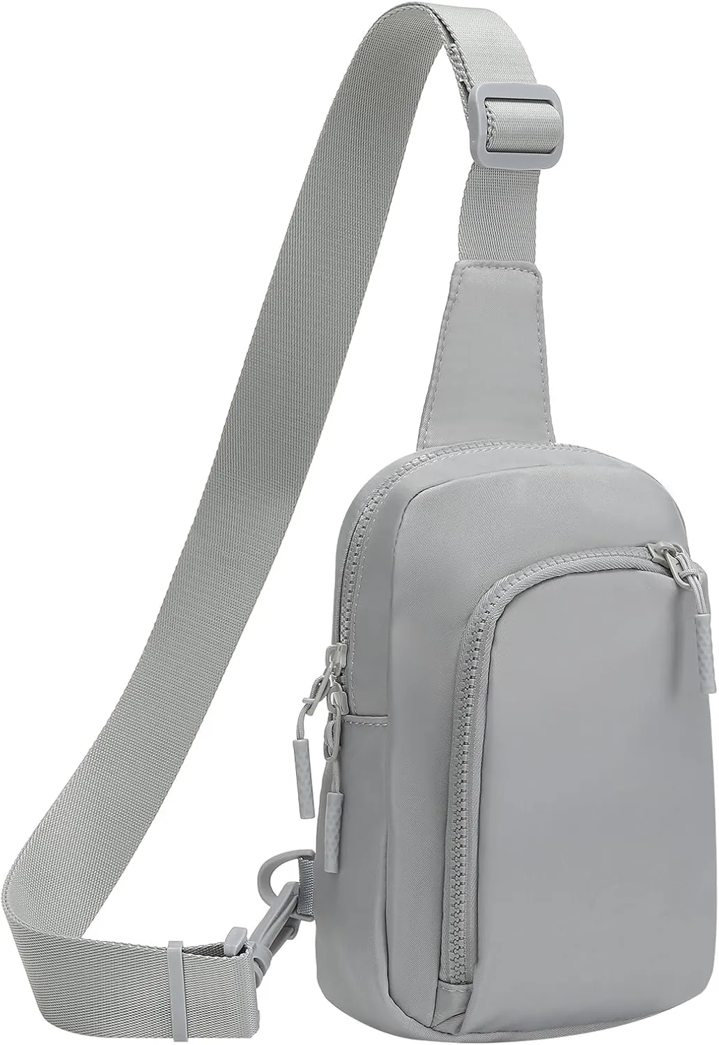 Mini Sling Bag for Men Women, 7.5 Inch Small Anti Theft Crossbody Reversible Nylon Chest Bag Fanny Pack for Travel Running Hiking (Light Grey)