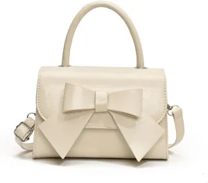 Mini Top Handle PU Flap Bag for Women - Elegant Bow Decor, Lightweight & Stylish Handbag