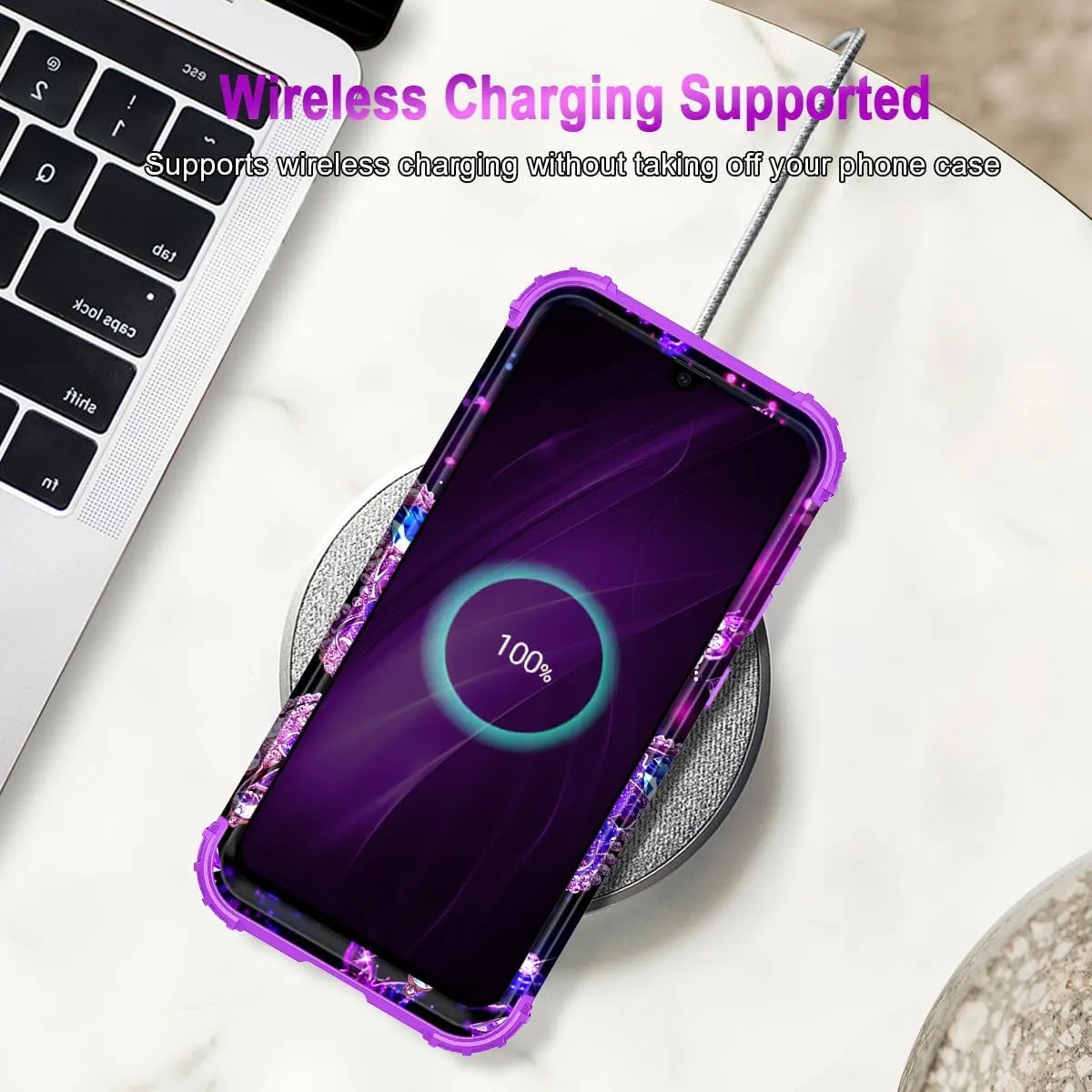 Miqala for Galaxy A20/A30/A50 Case,Glow in The Dark Three Layer Heavy Duty Shockproof Full Body Hard Plastic Bumper Soft Silicone Protective Case for Samsung Galaxy A20/A30/A50,Amaranth Dark