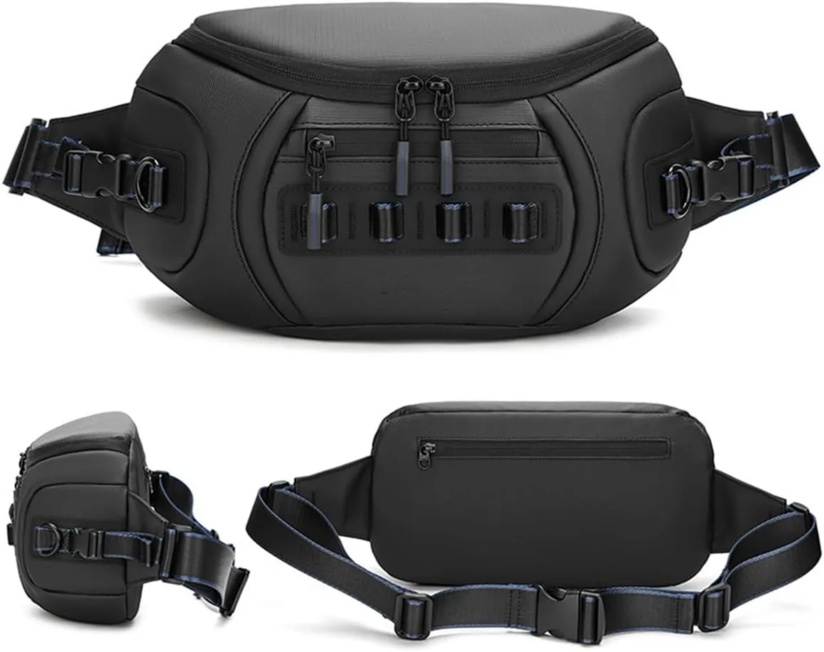 Mirrorless Camera Sling Bag Waterproof, Crossbody Fanny Pack Belt Bags Women Men Shoulder Sling Bag (Black,33 * 10 * 18.5cm)