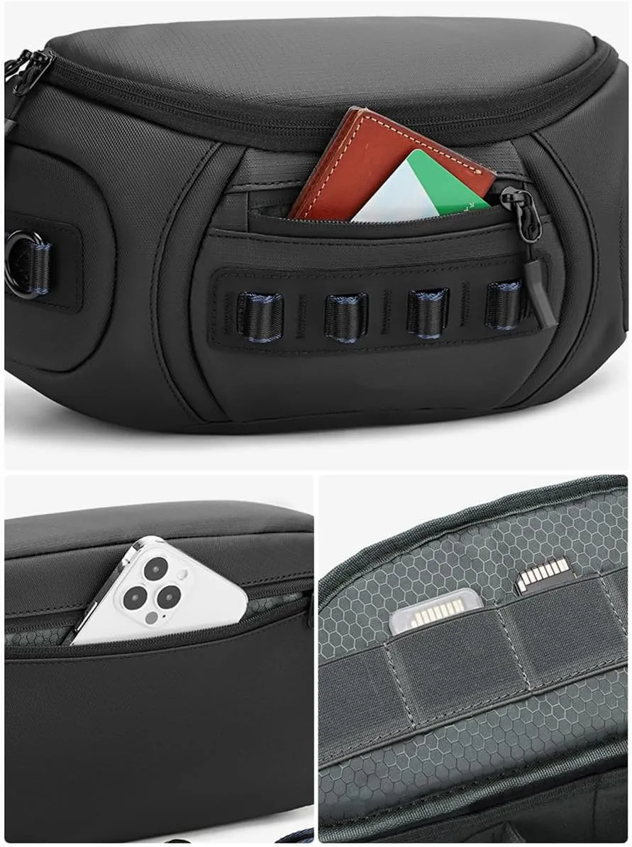 Mirrorless Camera Sling Bag Waterproof, Crossbody Fanny Pack Belt Bags Women Men Shoulder Sling Bag (Black,33 * 10 * 18.5cm)