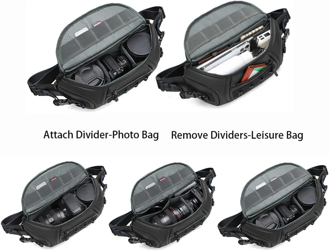 Mirrorless Camera Sling Bag Waterproof, Crossbody Fanny Pack Belt Bags Women Men Shoulder Sling Bag (Black,33 * 10 * 18.5cm)