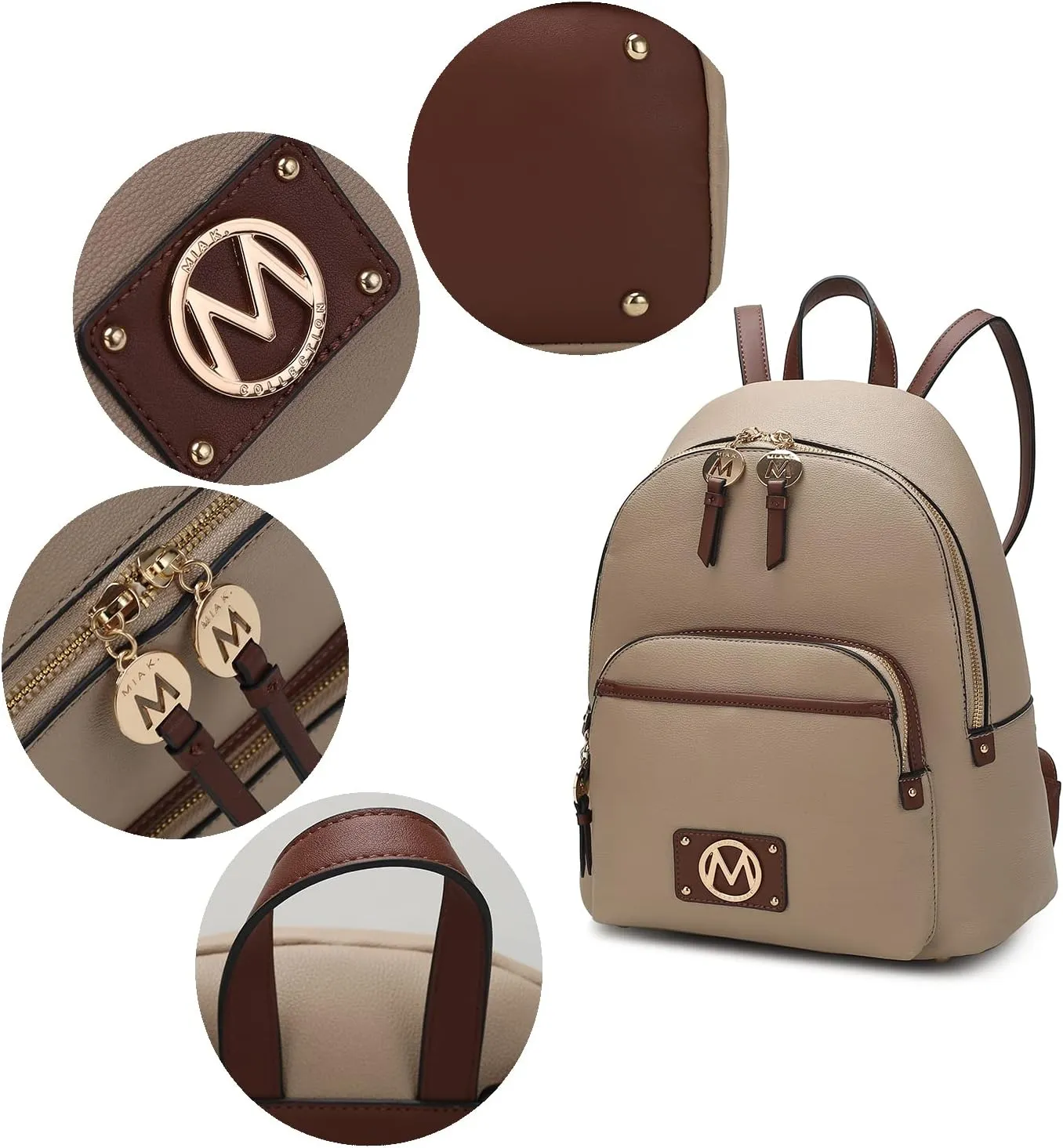 MKF Collection Backpack for Women, Vegan Leather Bookbag Top-Handle Ladies Travel bag by Mia k