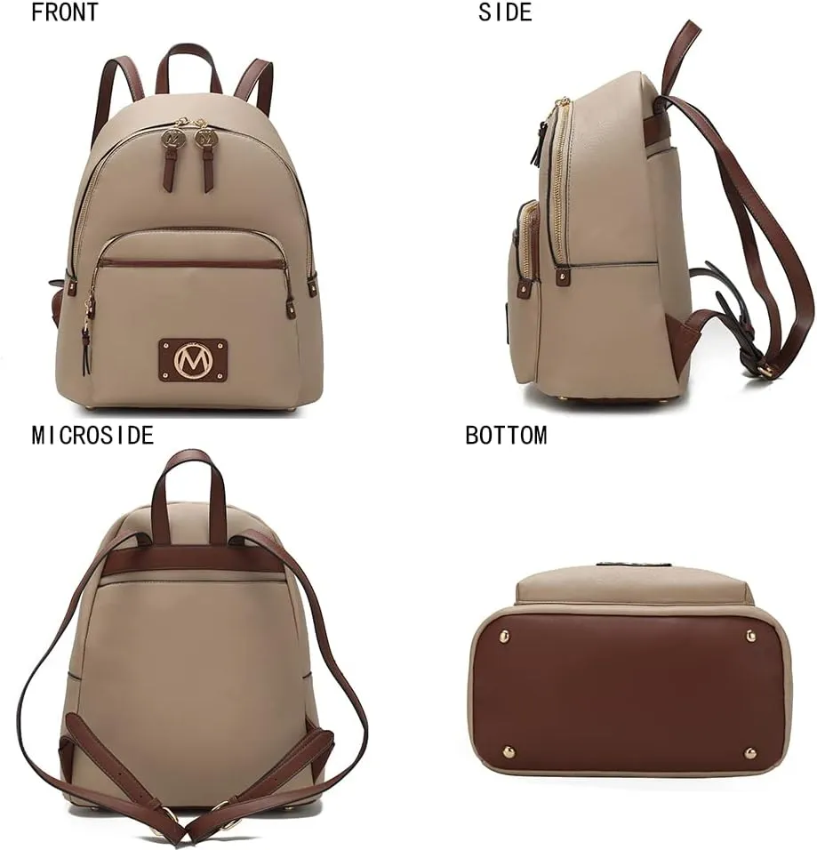 MKF Collection Backpack for Women, Vegan Leather Bookbag Top-Handle Ladies Travel bag by Mia k