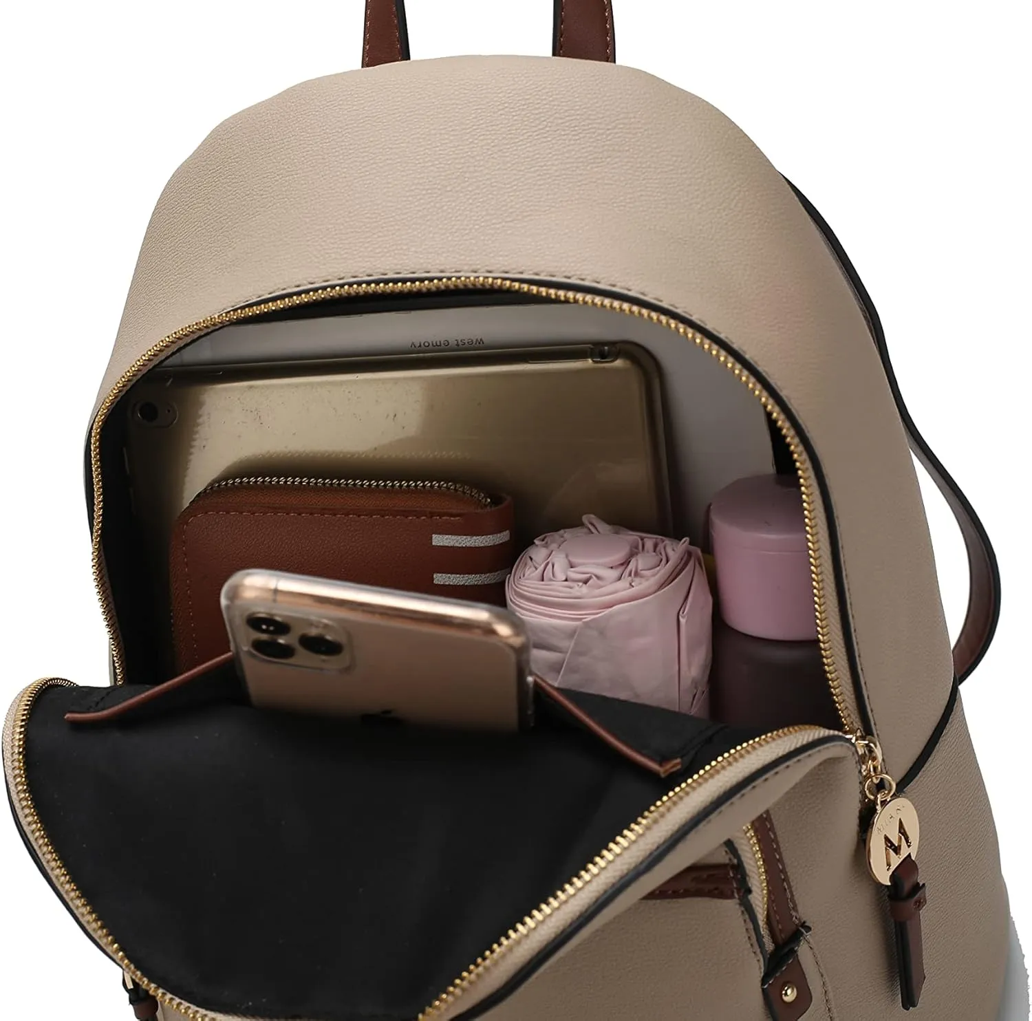 MKF Collection Backpack for Women, Vegan Leather Bookbag Top-Handle Ladies Travel bag by Mia k