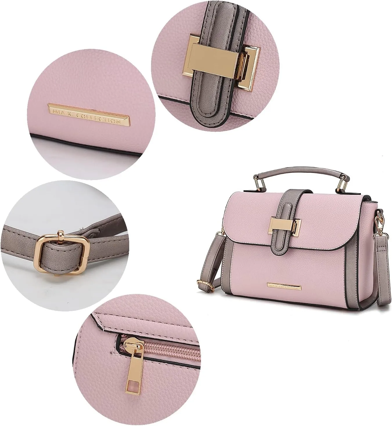 MKF Collection Satchel for Women - Vegan Leather Shoulder Bag With Top Handle, Crossbody Handbag Purse By Mia K