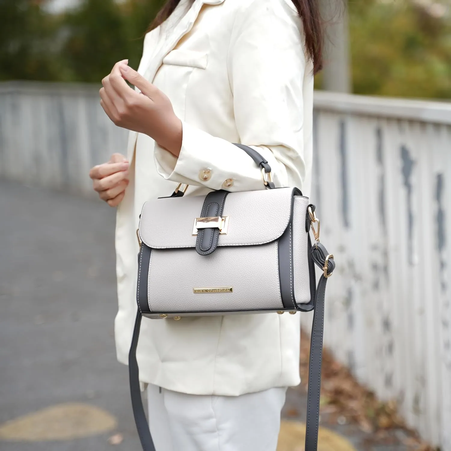 MKF Collection Satchel for Women - Vegan Leather Shoulder Bag With Top Handle, Crossbody Handbag Purse By Mia K