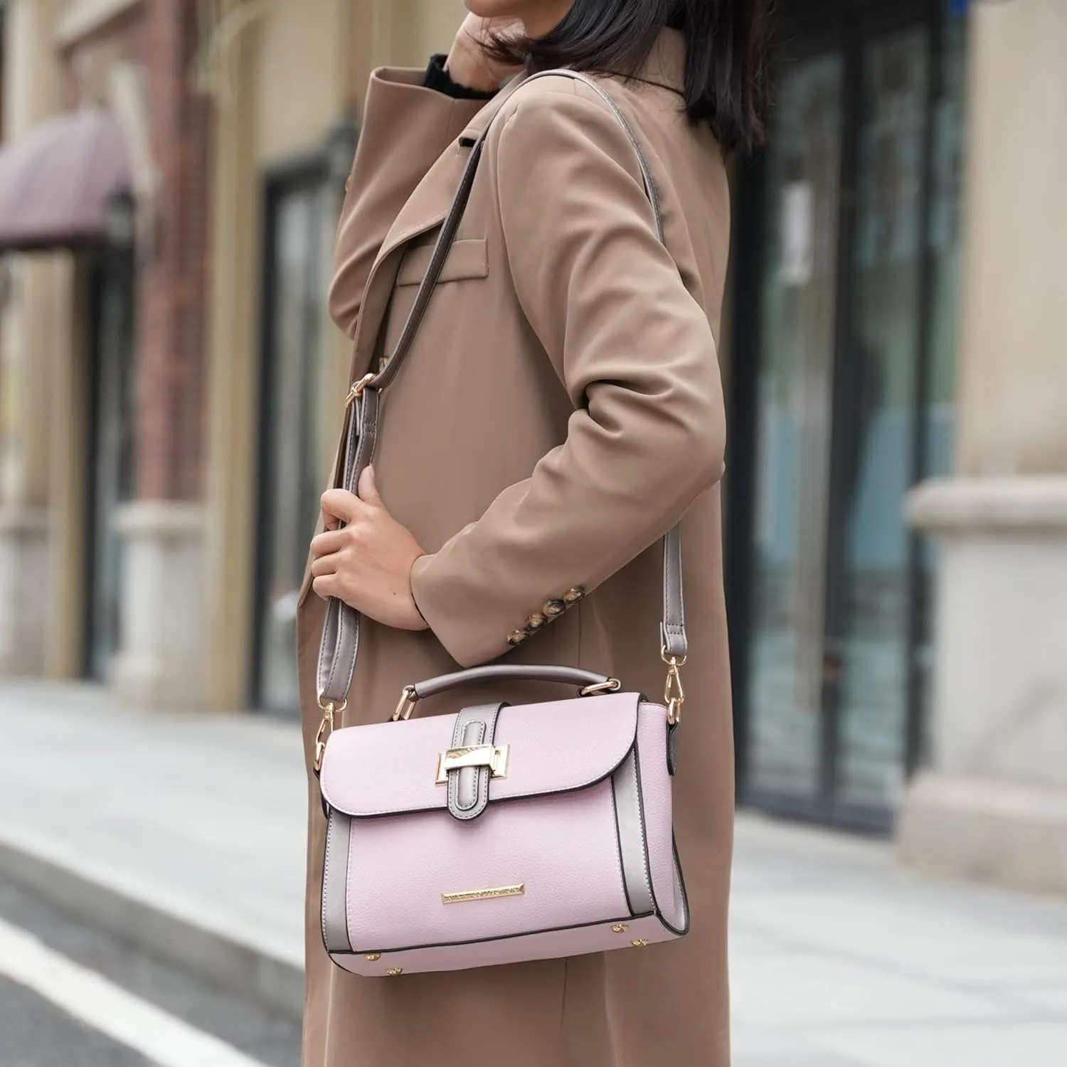 MKF Collection Satchel for Women - Vegan Leather Shoulder Bag With Top Handle, Crossbody Handbag Purse By Mia K