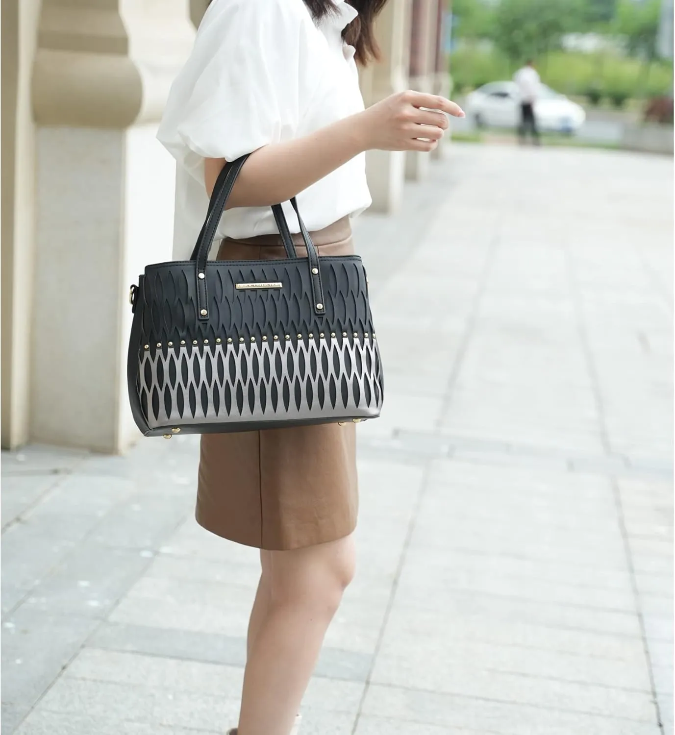 MKF Collection Tote Handbag for Women - Top-Handle Color Block Vegan Leather Purse