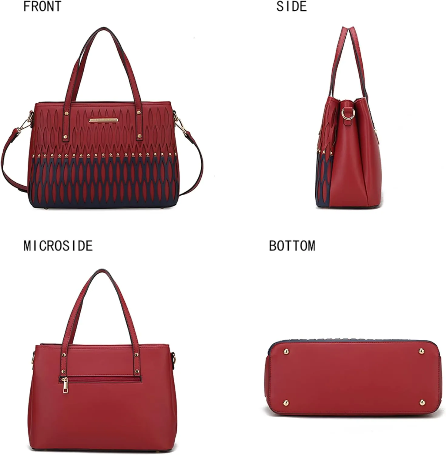 MKF Collection Tote Handbag for Women - Top-Handle Color Block Vegan Leather Purse