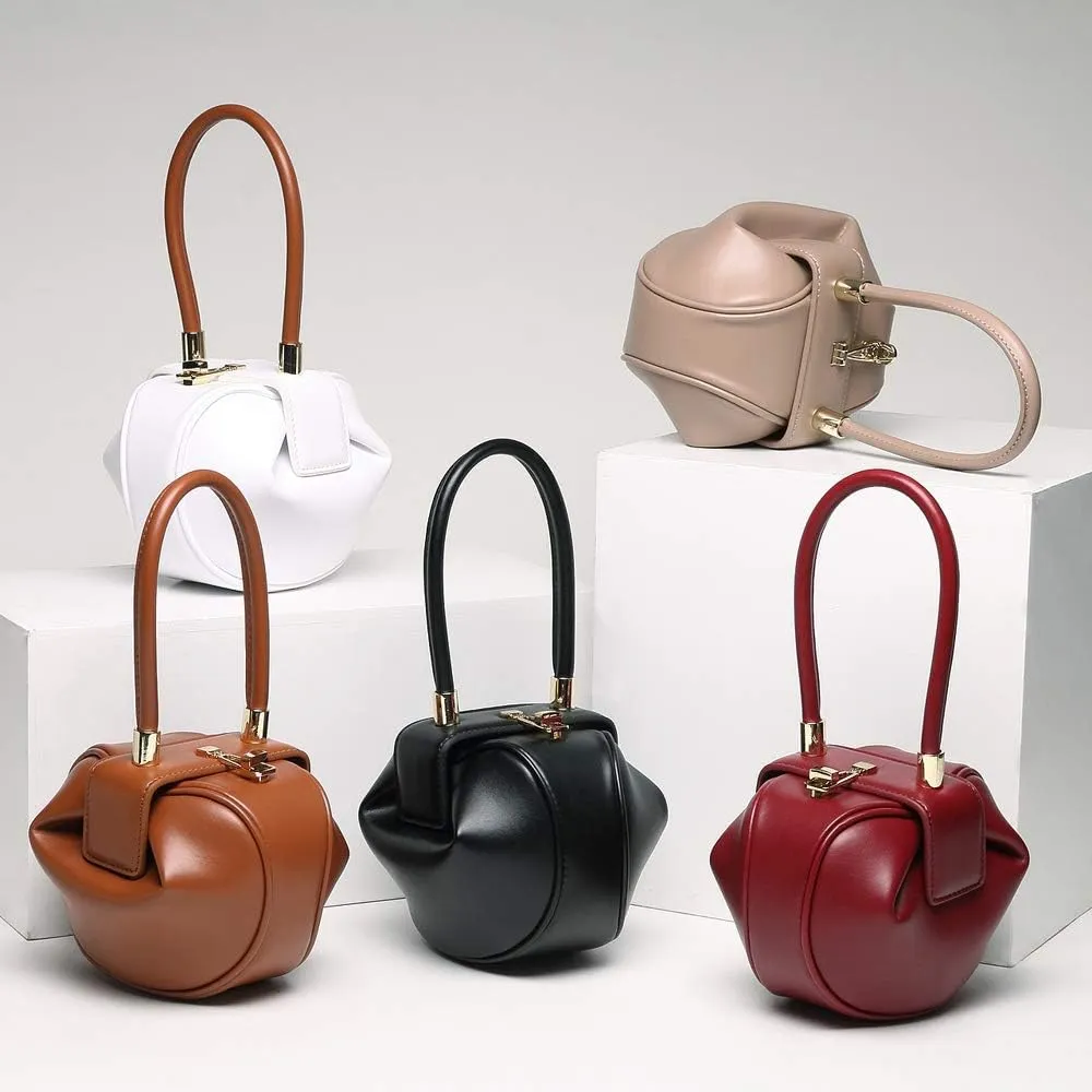 Mn&Sue Fashion Designer Women's Genuine Leather Top Handle Handbag Evening Bag Party Prom Wedding Purse