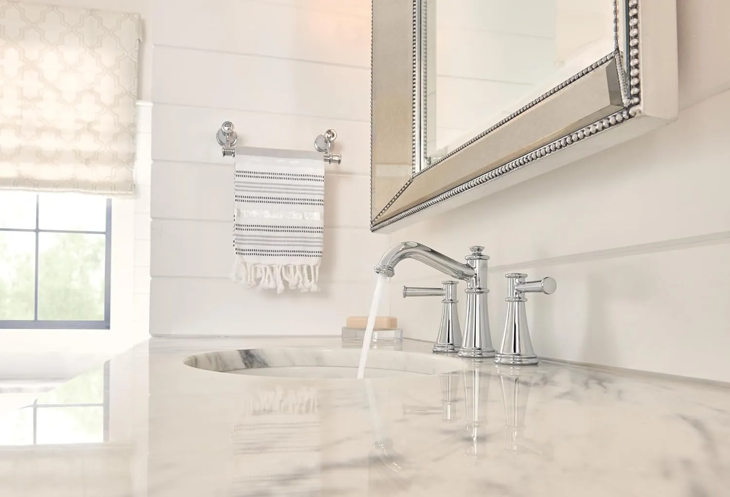 Moen T6405NL Belfield Two-Handle 8-Inch Widespread Bathroom Faucet Trim Kit, Valve Required, Polished Nickel