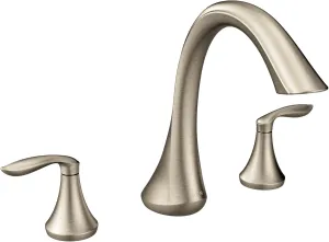 MOEN T943BN Eva Collection Two Handle Deck Mount Roman Tub Faucet Trim Kit Valve Required, One Size, Brushed Nickel