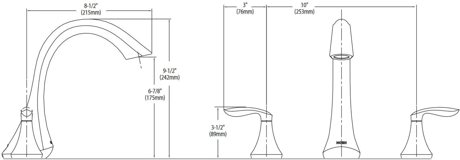 MOEN T943BN Eva Collection Two Handle Deck Mount Roman Tub Faucet Trim Kit Valve Required, One Size, Brushed Nickel