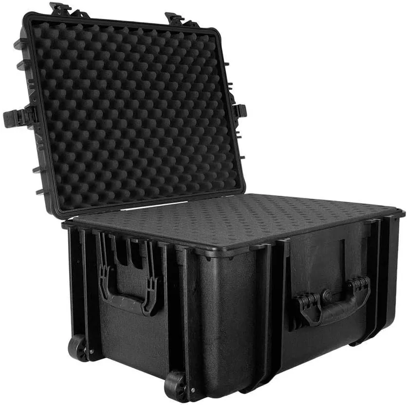 Monoprice Weatherproof Hard Case - 26 x 20 x 14 Inches, With Wheels and Customizable Foam, Shockproof, IP67, Ultraviolet And Impact Resistant Material, Black - Pure Outdoor Collection, 82.2 Liter
