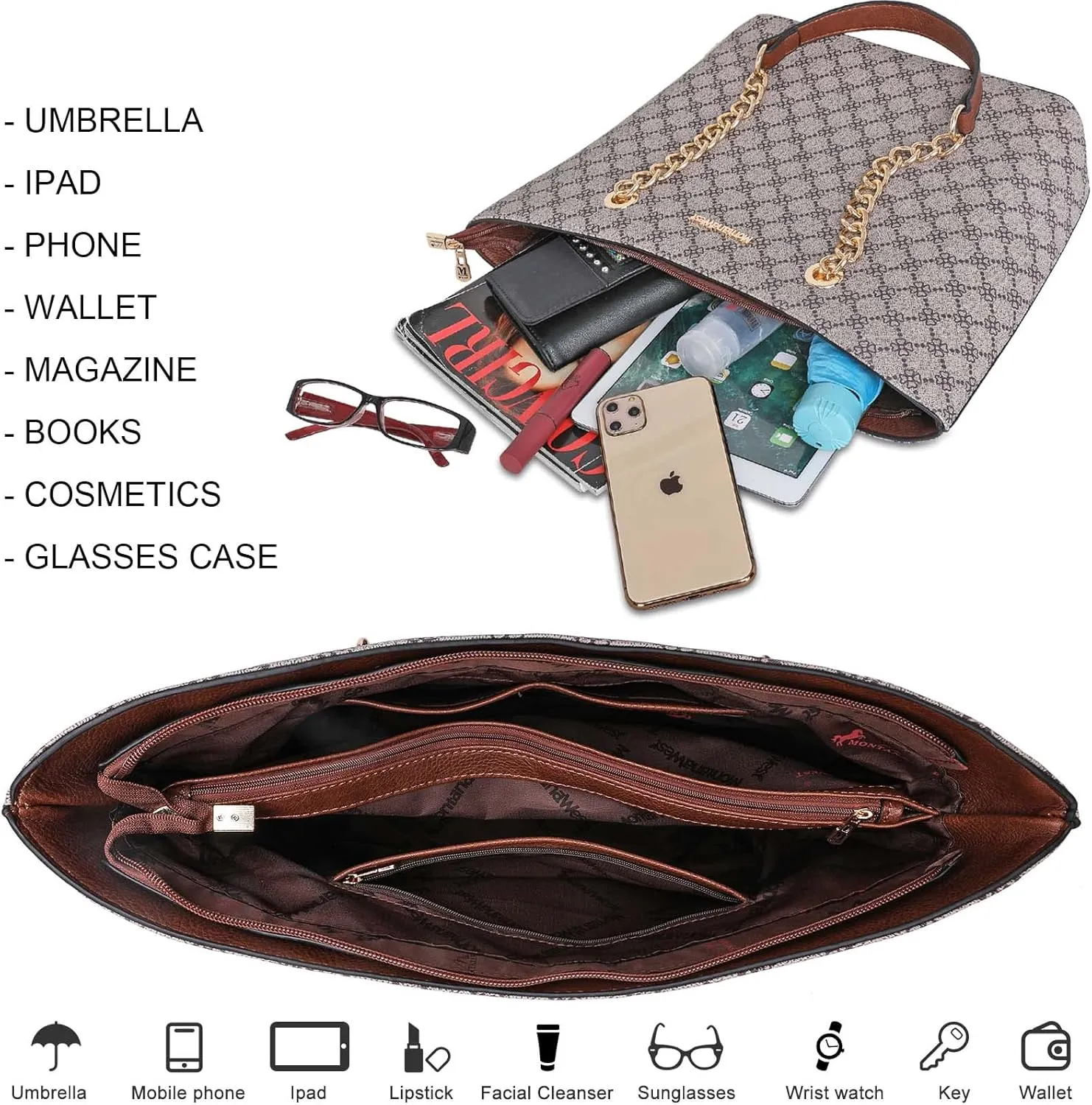 Montana West Tote Bag for Women Chain Top-handle Handbags