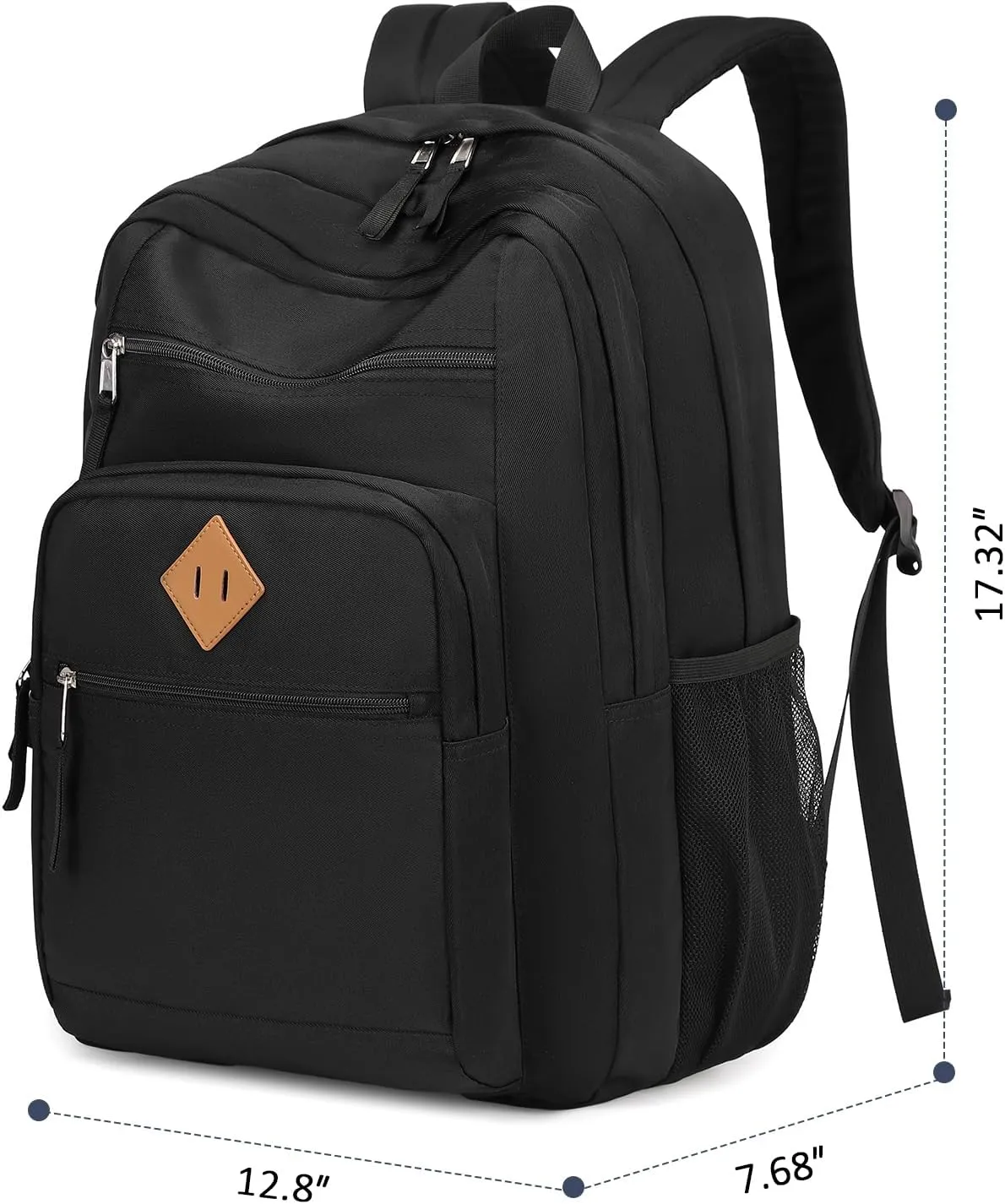 MOONBABY Backpack for Men Large Casual Book Bag Lightweight Back Pack fits 15.6 Inch Laptop for High School College Travel Work, Black