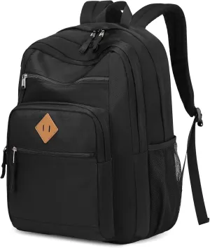MOONBABY Backpack for Men Large Casual Book Bag Lightweight Back Pack fits 15.6 Inch Laptop for High School College Travel Work, Black