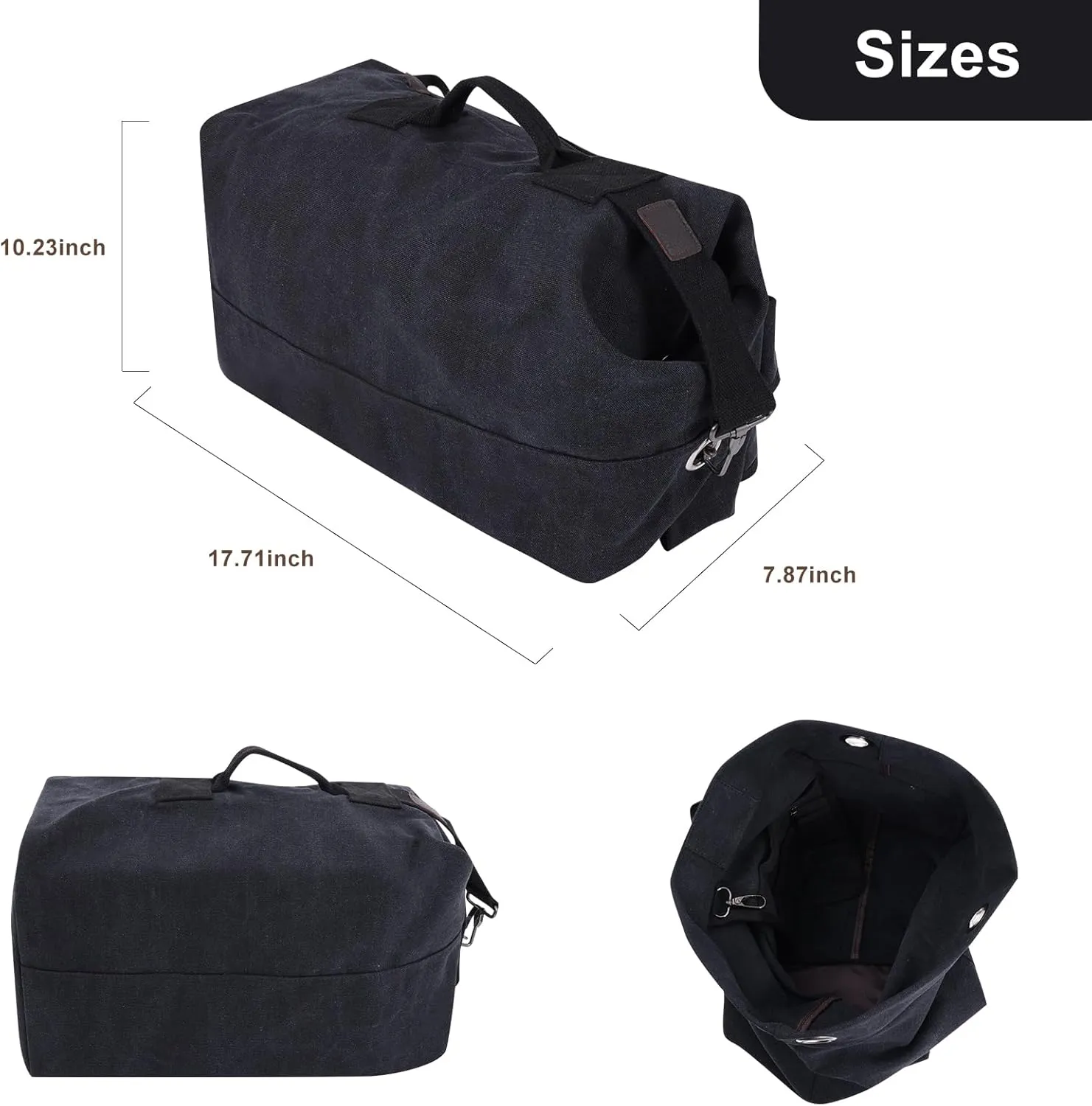 MosaiRudo Canvas Leisure Backpack Tactical Military Duffel Bags Travel Climbing Bag, Gym Bag Top Load for Outdoor Sports (Black, Upgrade S)