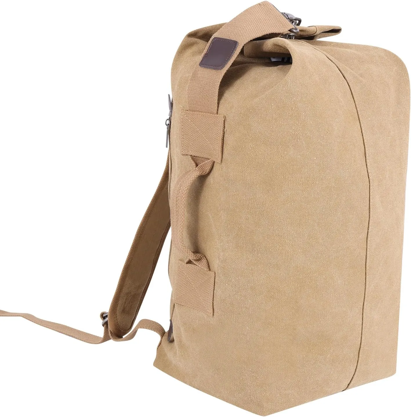 MosaiRudo Canvas Leisure Backpack Tactical Military Duffel Bags Travel Climbing Bag, Gym Bag Top Load for Outdoor Sports (Khaki, Upgrade S)