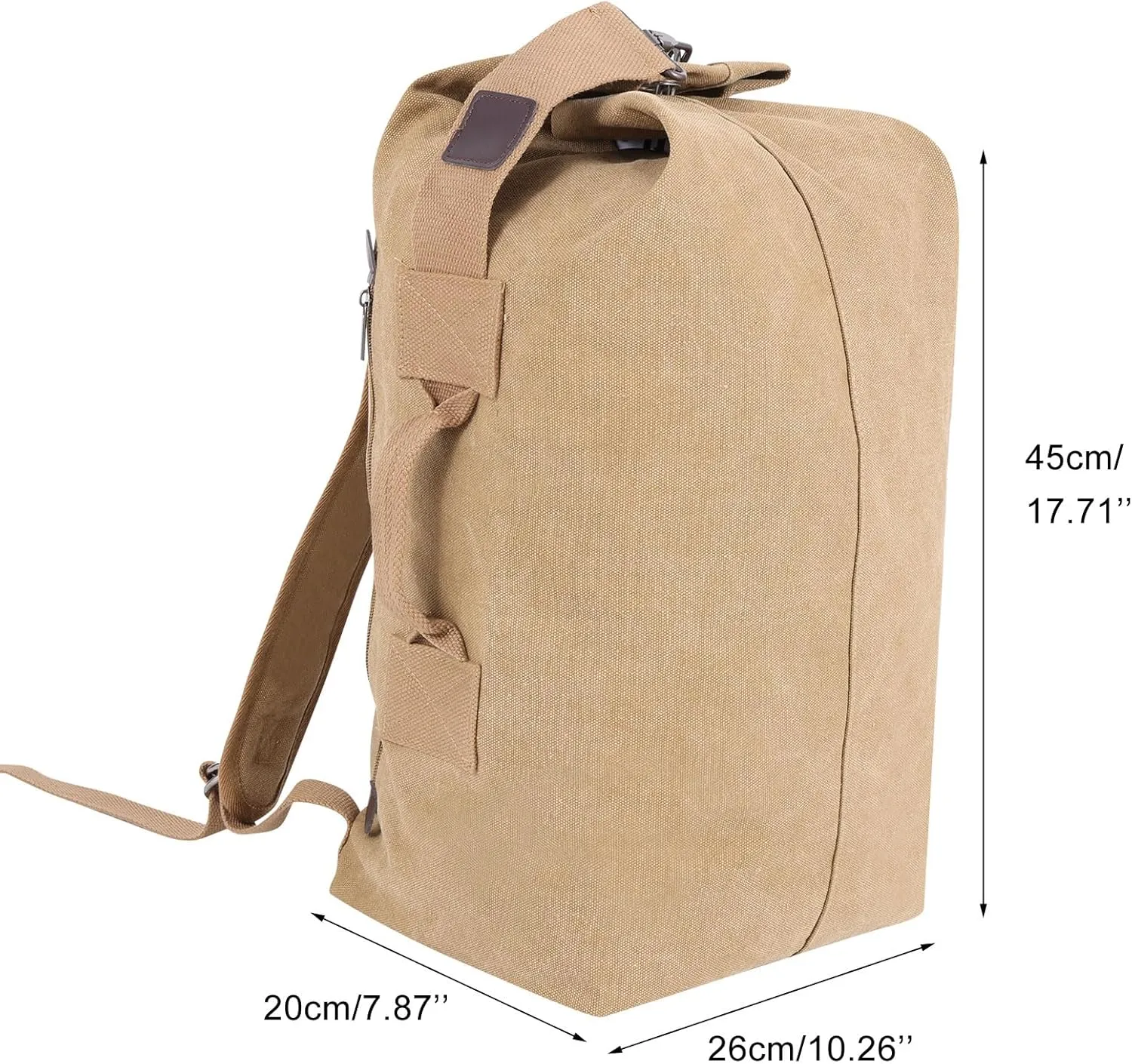 MosaiRudo Canvas Leisure Backpack Tactical Military Duffel Bags Travel Climbing Bag, Gym Bag Top Load for Outdoor Sports (Khaki, Upgrade S)