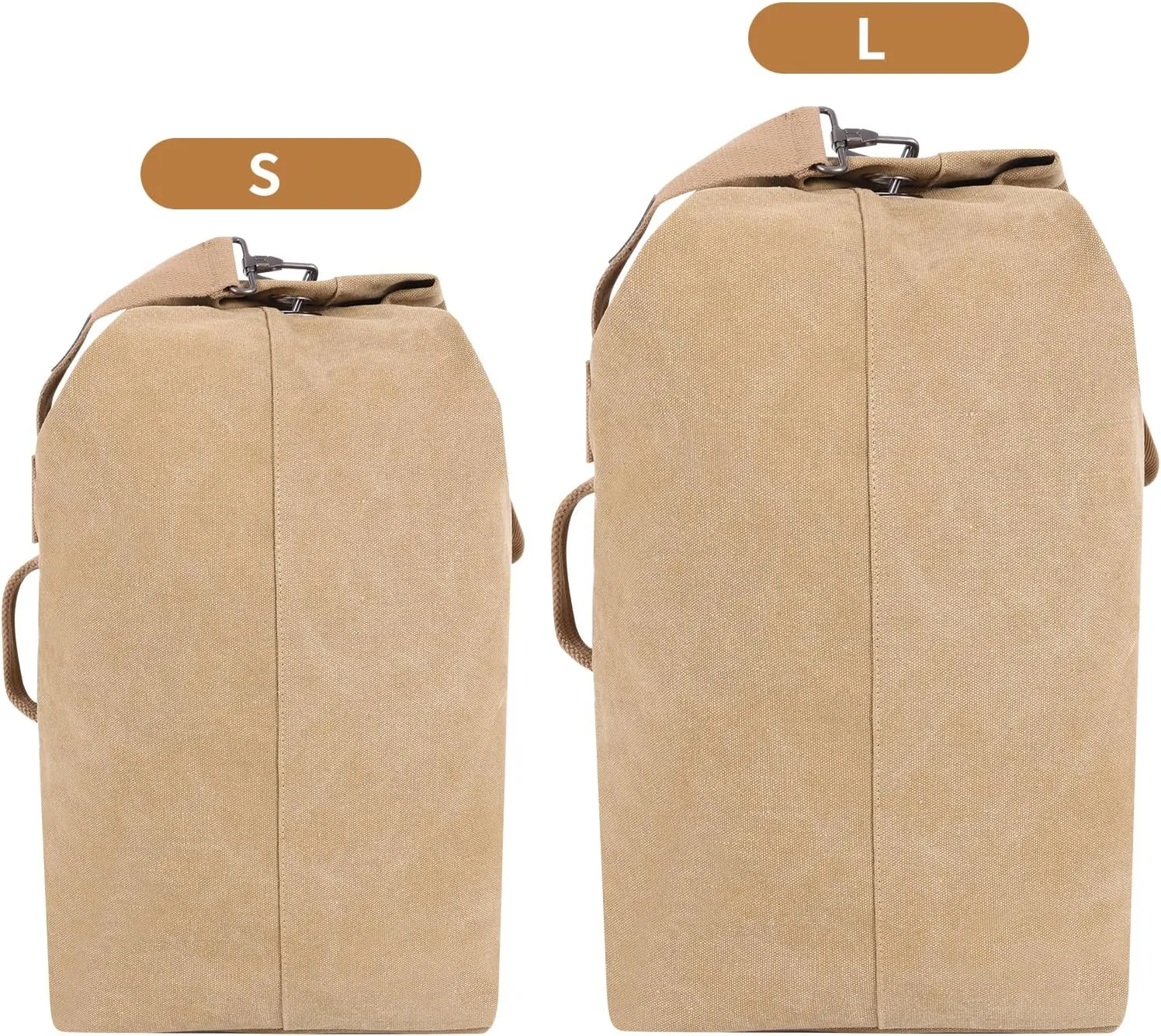 MosaiRudo Canvas Leisure Backpack Tactical Military Duffel Bags Travel Climbing Bag, Gym Bag Top Load for Outdoor Sports (Khaki, Upgrade S)