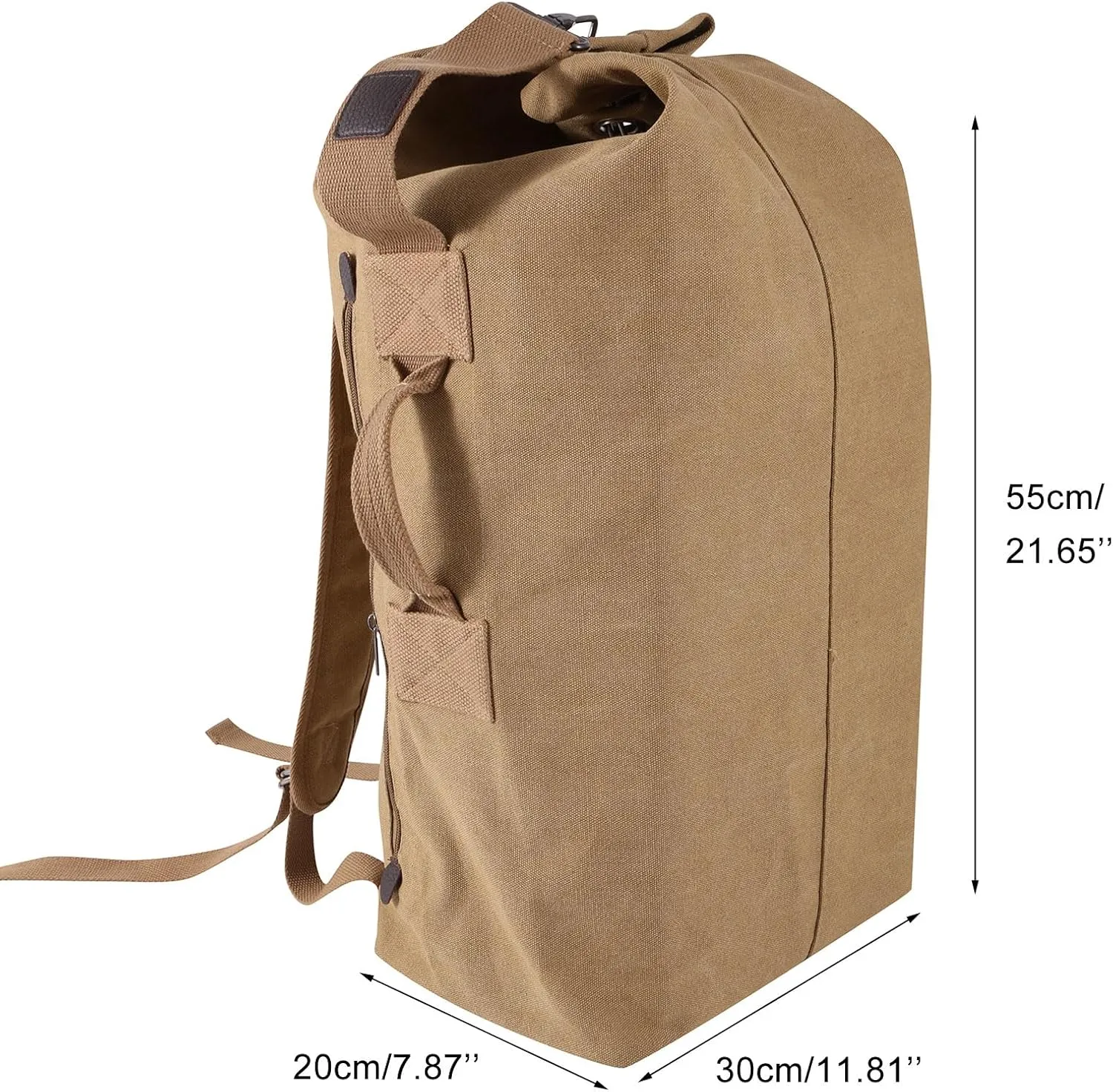 MosaiRudo Large Capacity Canvas Leisure Backpack Tactical Military Duffel Bags Travel Climbing Bag,Gym Bag Top Load for Outdoor Sports (Khaki, Upgrade L)