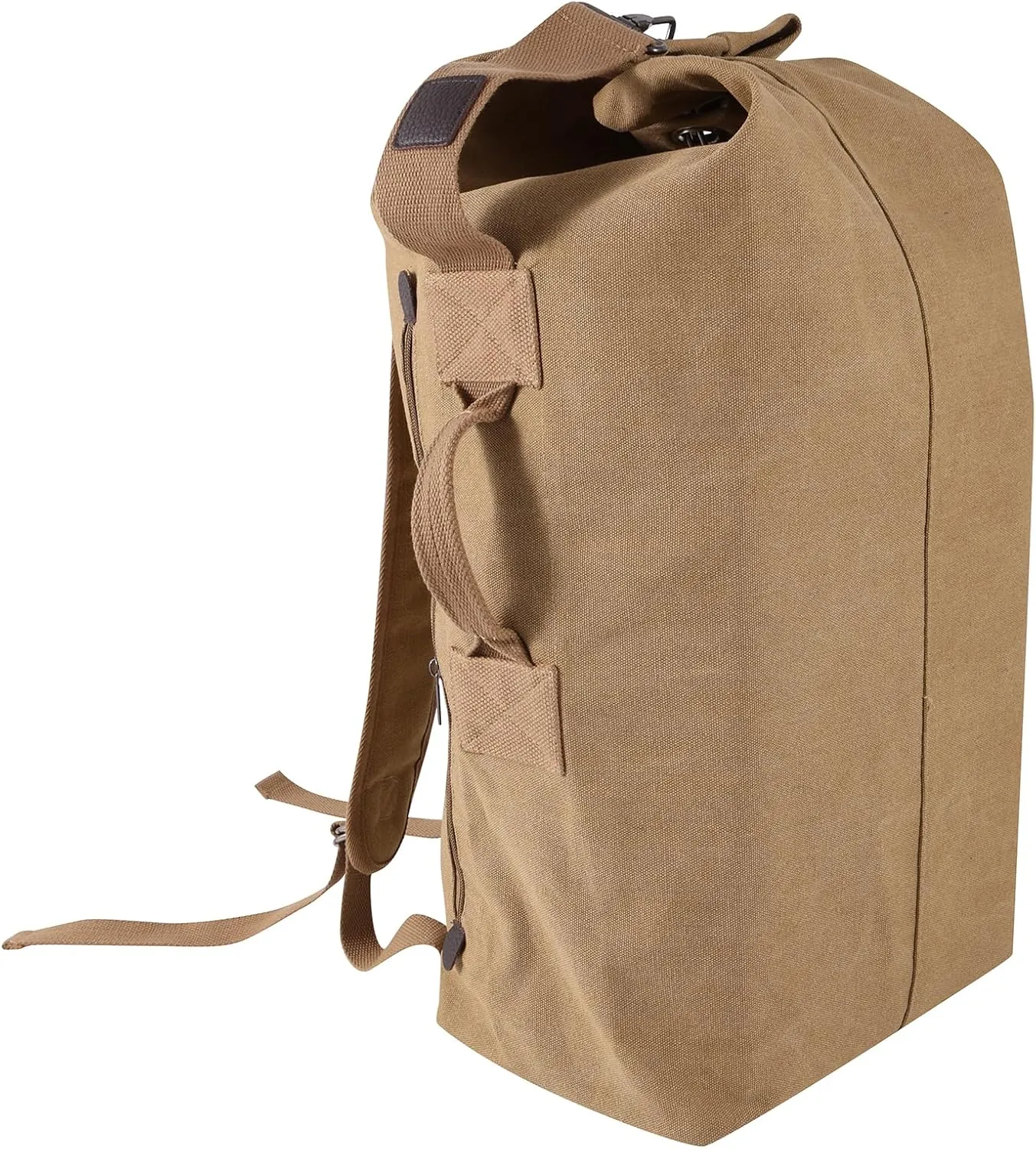 MosaiRudo Large Capacity Canvas Leisure Backpack Tactical Military Duffel Bags Travel Climbing Bag,Gym Bag Top Load for Outdoor Sports (Khaki, Upgrade L)