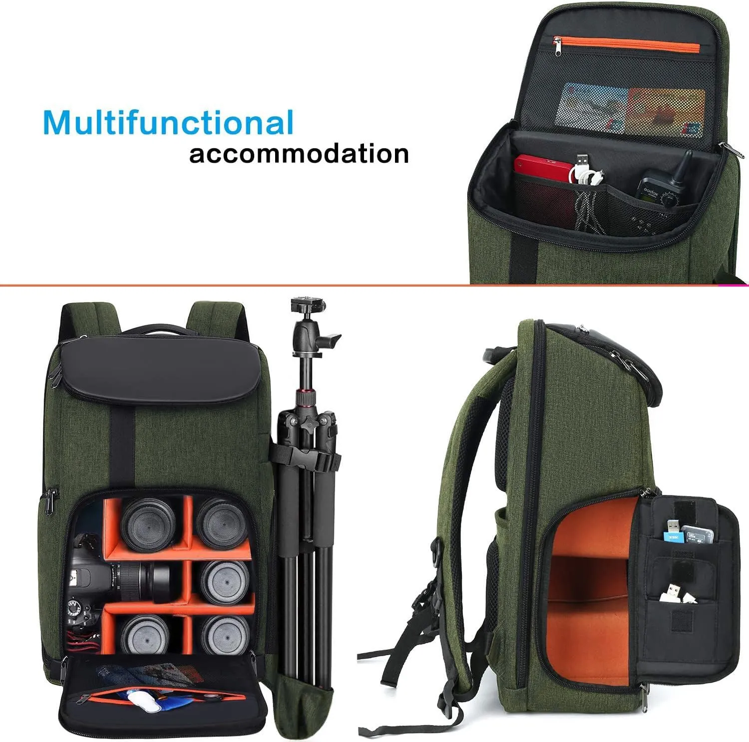 MOSISO Camera Backpack, DSLR/SLR/Mirrorless Large Men/Women Photography Camera Bag Case with 17.3 inch Laptop Compartment&Tripod Holder&Rain Cover Compatible with Canon/Nikon/Fuji/Laptop, Olive Green