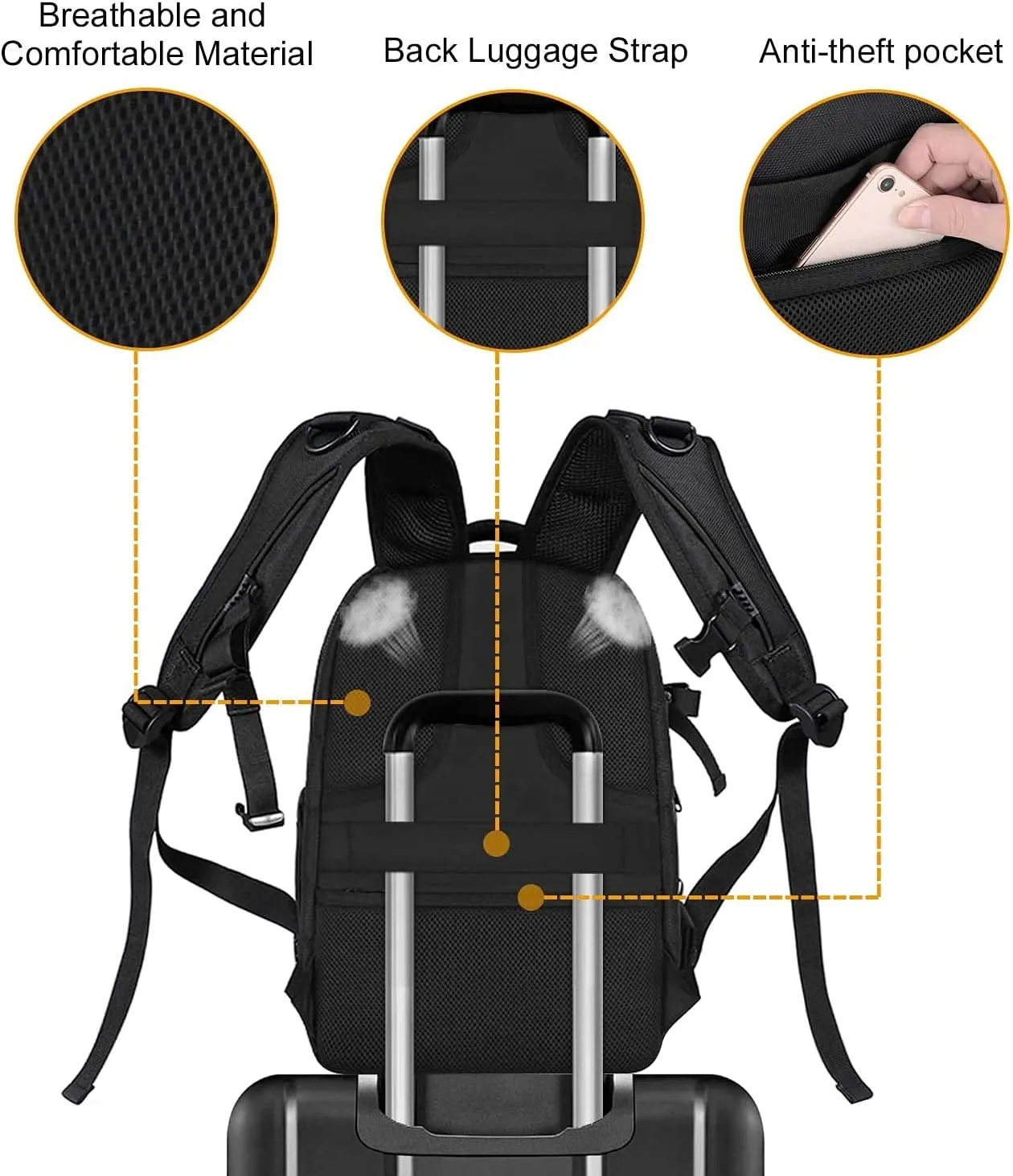 MOSISO Camera Backpack, DSLR/SLR/Mirrorless Photography Camera Bag 15-16 inch Waterproof Hardshell Case with Tripod Holder&Laptop Compartment Compatible with Canon/Nikon/Sony, Black