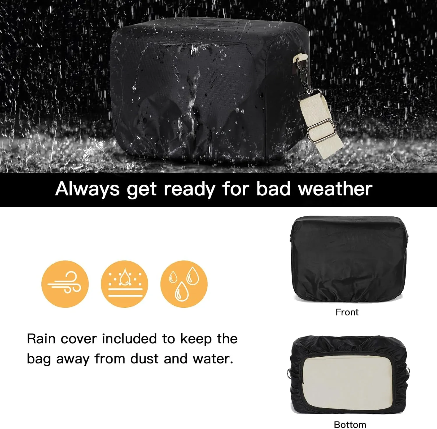 MOSISO Camera Case Crossbody Shoulder Messenger Bag, DSLR/SLR/Mirrorless Photography Vintage PU Leather Flap Gadget Bag with Rain Cover Compatible with Canon/Nikon/Sony Camera and Lens, Beige