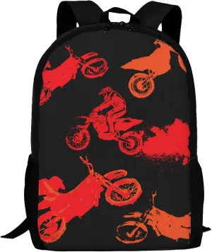Motocross Sport Motorcycle Vehicle School Backpack Shoulder Daypack, Dirt-Bike Boy Men School Bag Outdoor Casual Shoulders Backpack Travel Daypacks for Women Men Teens Kids Black