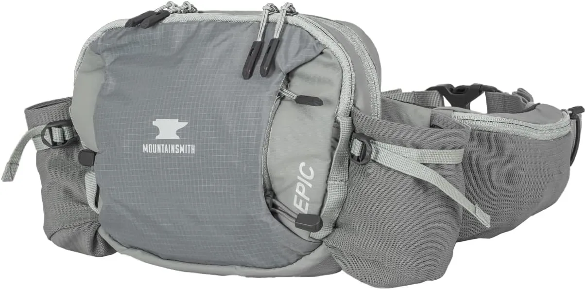 Mountainsmith Epic Lumbar Small Waist and Fanny Pack, Running, Hiking, Cycling, Travel, and Outdoor Sport Activities with Dual Water Bottle Pockets, Moon Mist Grey