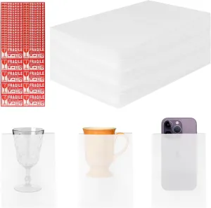 Moving Supplies, 60 Pack 6" x 8" Cushion Foam Pouches for Dishes, China, Mugs, Glasses and Fragile Items - Bubble Bags Wrap Pouches for Moving and Storage, Incidental Fragile Stickers