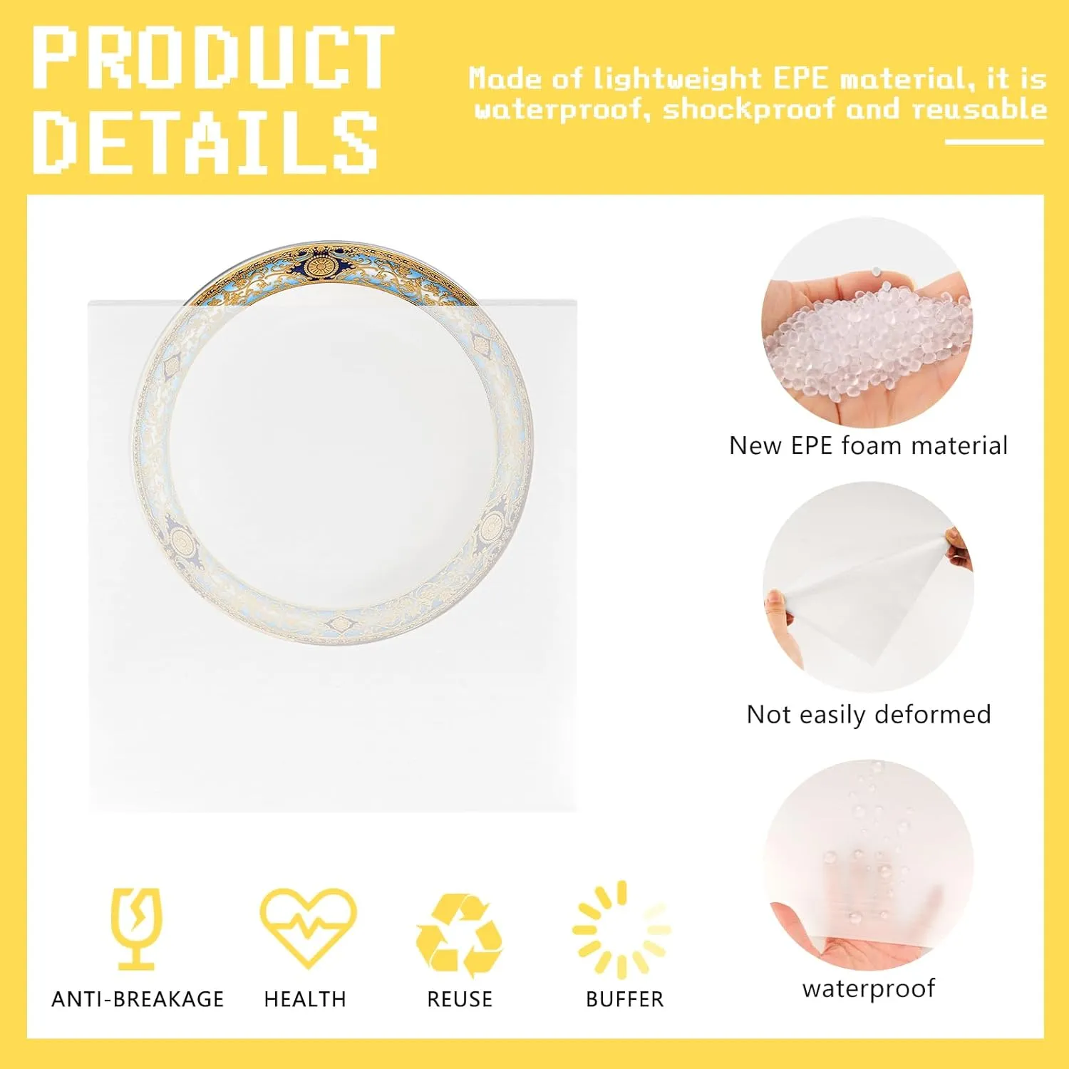 Moving Supplies, 60 Pack 6" x 8" Cushion Foam Pouches for Dishes, China, Mugs, Glasses and Fragile Items - Bubble Bags Wrap Pouches for Moving and Storage, Incidental Fragile Stickers