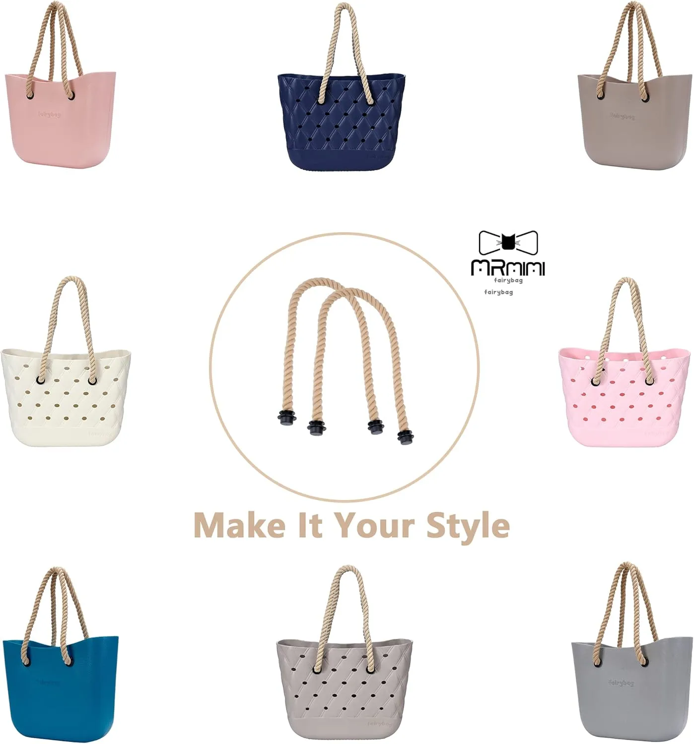 MRMIMI Practical Rope Handle & PU Straps Replacement for Obag Canvas Rubber Bag EVA Tote Handbags Repair Purse Accessories