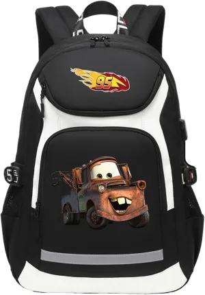 Multifunction USB Hiking Backpack The Cars Novelty Printed Bookbag-Lightweight Sturdy Knapsack for College