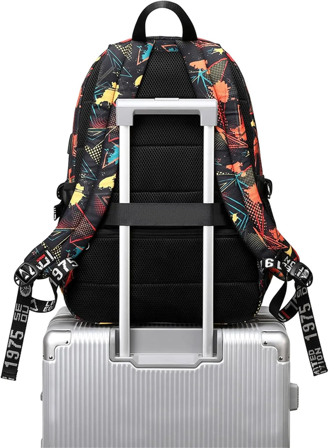 Multifunction USB Hiking Backpack The Cars Novelty Printed Bookbag-Lightweight Sturdy Knapsack for College