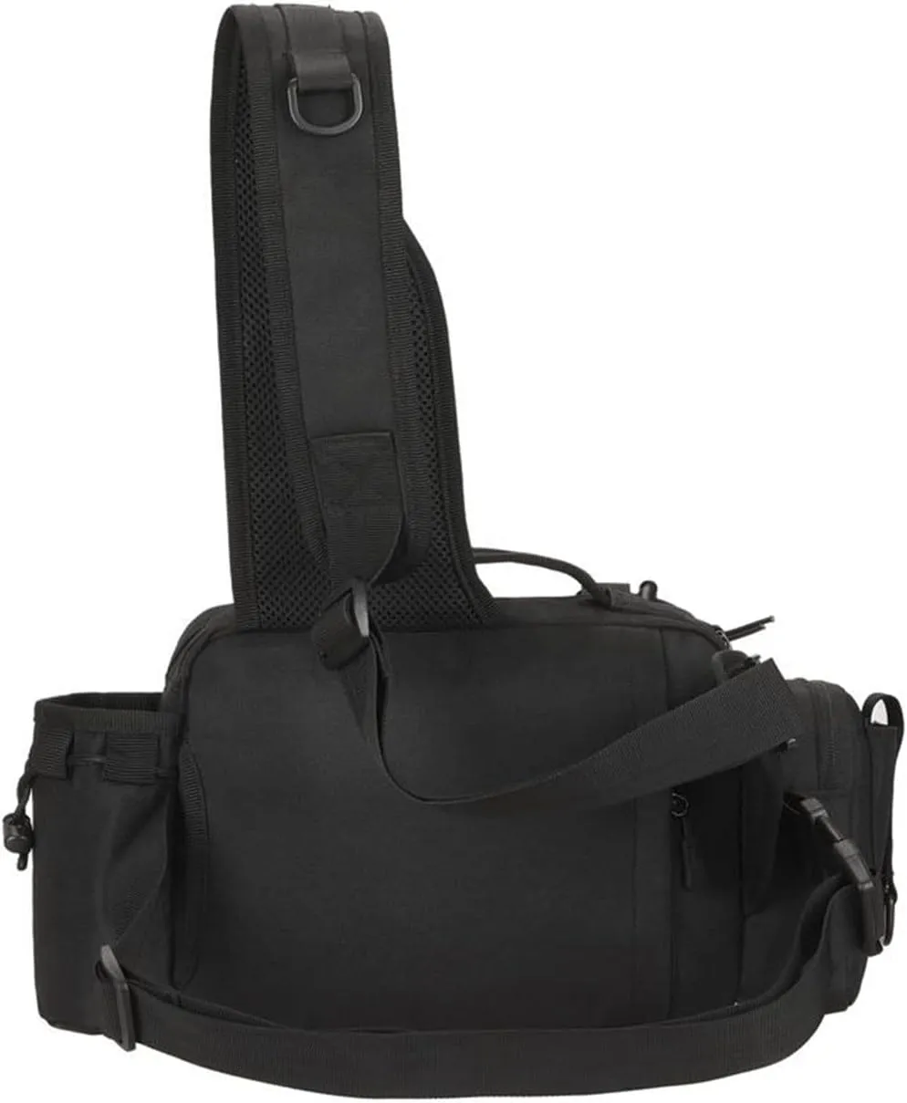 Multipurpose Sling Fishing Tackle Bag Waist Pack Tactical Chest Bag Admin Pouch Fishing Fanny Pack and Tackle Storage Hip Bag Cross Body Sling Pack （Black）