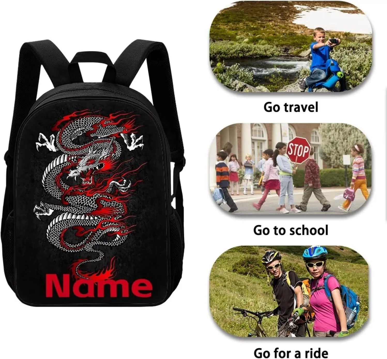 Mumeson Customized Personalization 17" Backpack Kids, School Travel Backpacks Satchel Casual Denim Dog Print Rucksack Daypack for Girls Boys Cute Daily Rucksack