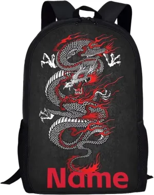 Mumeson Customized Personalization 17" Backpack Kids, School Travel Backpacks Satchel Casual Denim Dog Print Rucksack Daypack for Girls Boys Cute Daily Rucksack