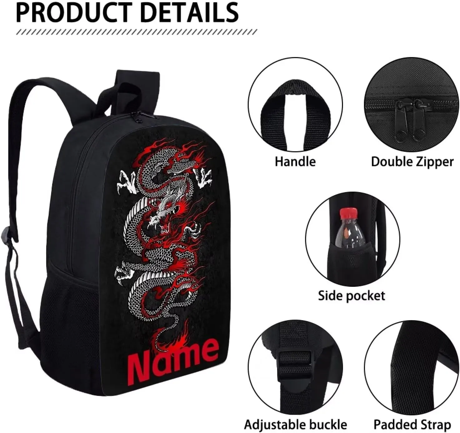 Mumeson Customized Personalization 17" Backpack Kids, School Travel Backpacks Satchel Casual Denim Dog Print Rucksack Daypack for Girls Boys Cute Daily Rucksack