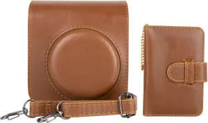 MUZIRI KINOKOO Fuji Mini 12 Case Album Combo, Compatible for Fuji Instax Mini 12 Instant Film Camera - PU Leather Carrying Case with 28 Pocket Mini Photo Album - Retro Brown