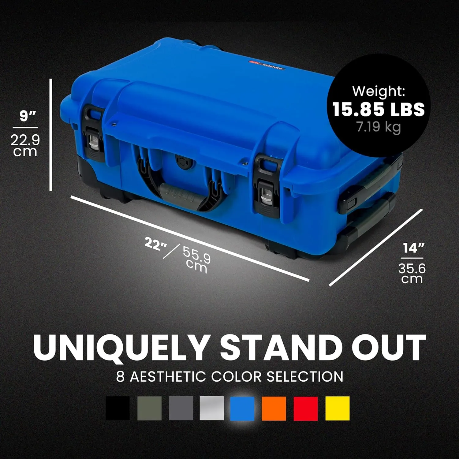 NANUK 935 Pro Photo Kit – Waterproof Travel Camera Hard Case with Padded Dividers and Wheels, 22” x 14” x 9” - Dustproof and Impact Resistant, Airline Carry-On Approved – Blue