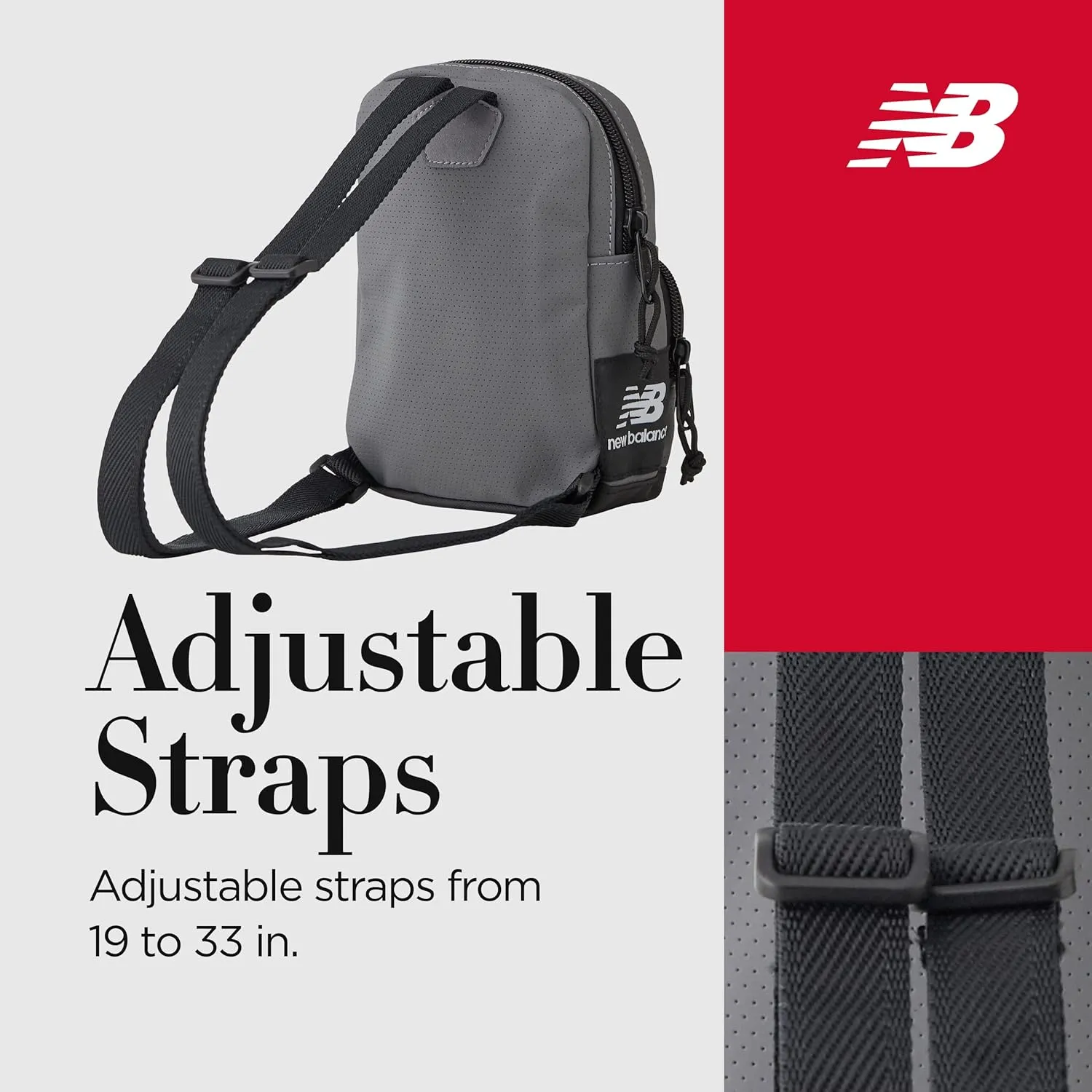 New Balance Mini Backpack, Legacy Micro Travel Bag for Men and Women, Black, Grey, One Size