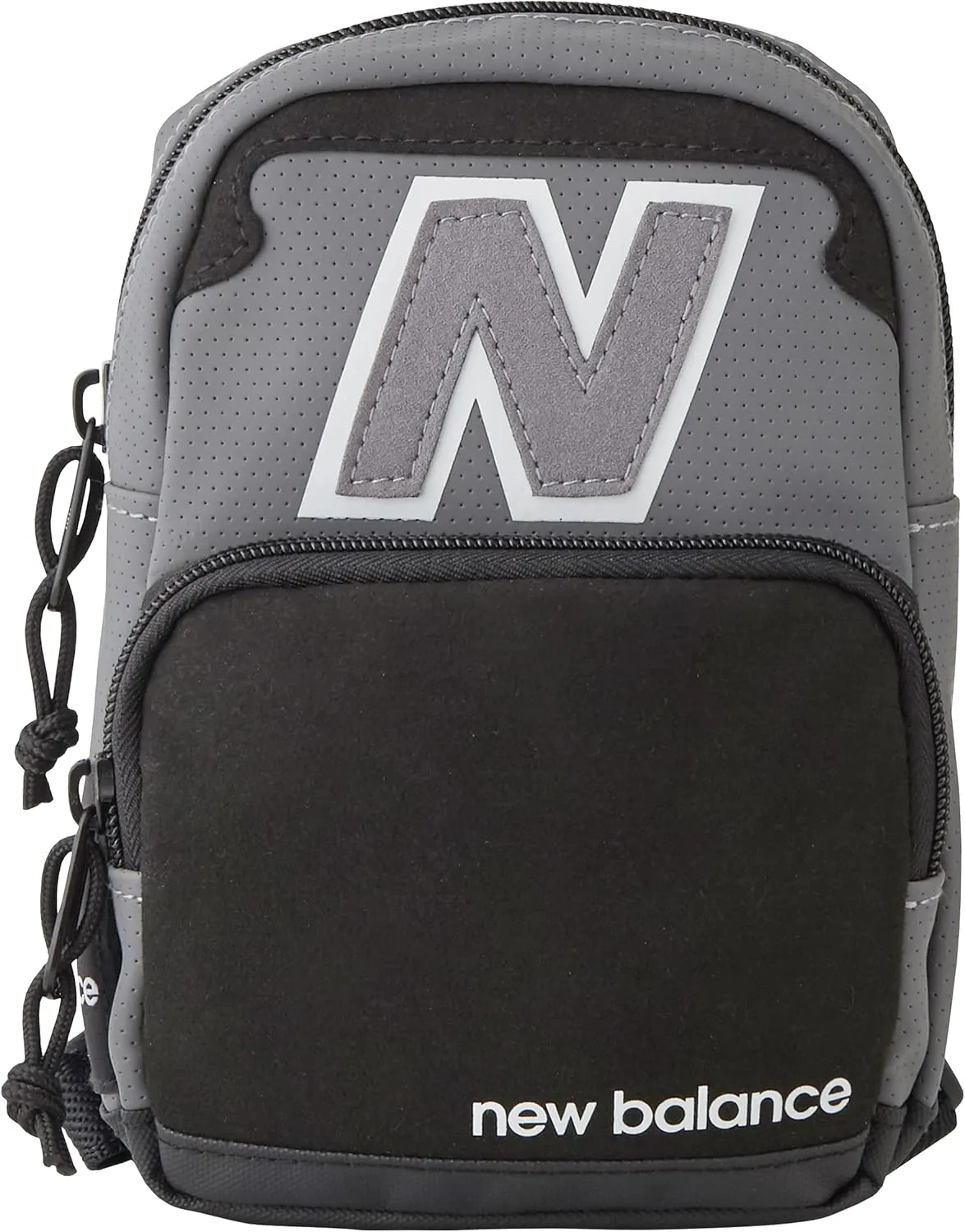 New Balance Mini Backpack, Legacy Micro Travel Bag for Men and Women, Black, Grey, One Size